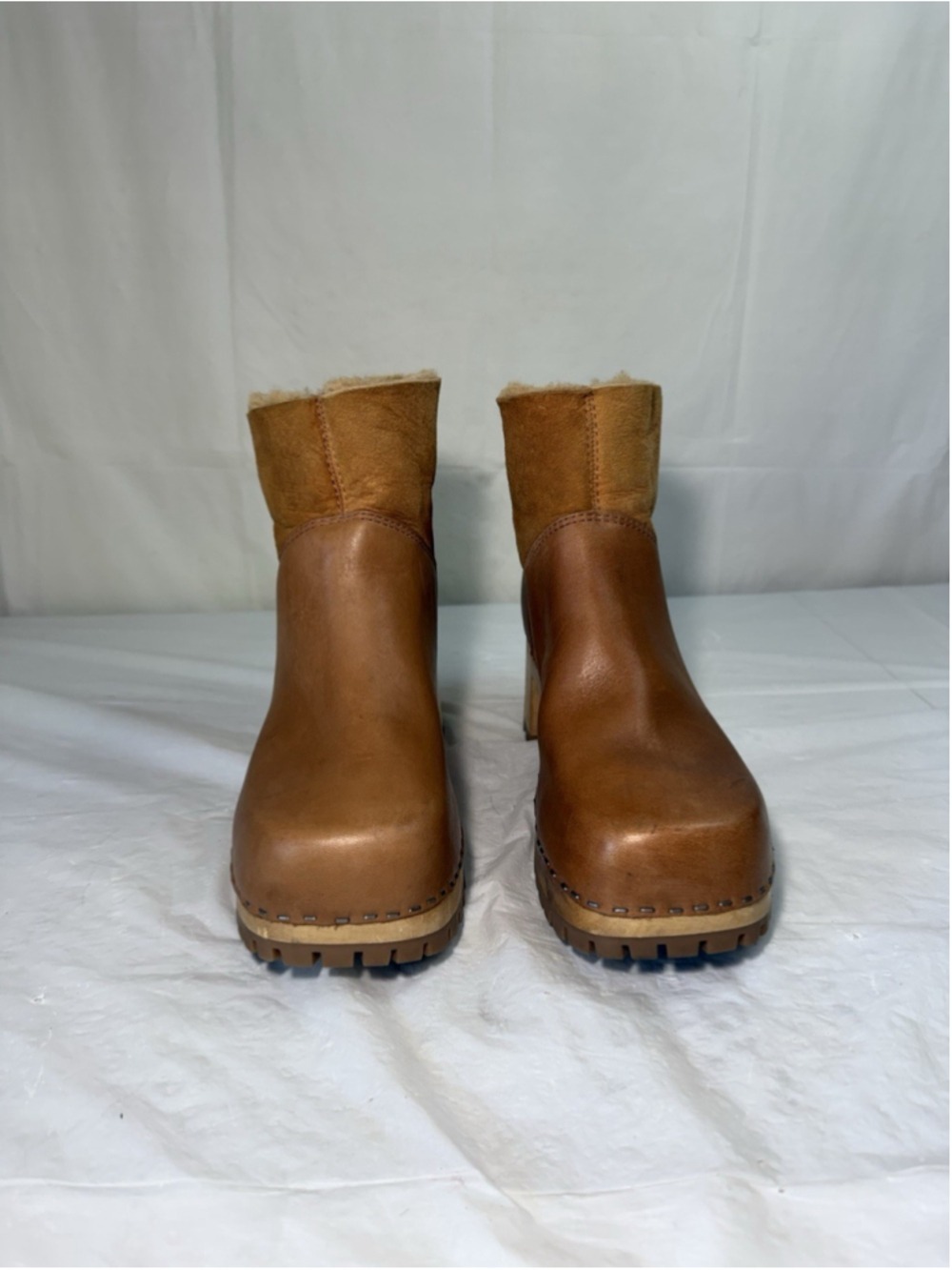 MIA Josi Platform Clogs Boots Tan Leather Women's Size 9